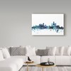 Trademark Fine Art Michael Tompsett 'Detroit Michigan Blue Teal Skyline' Canvas Art, 12x19 MT01520-C1219GG